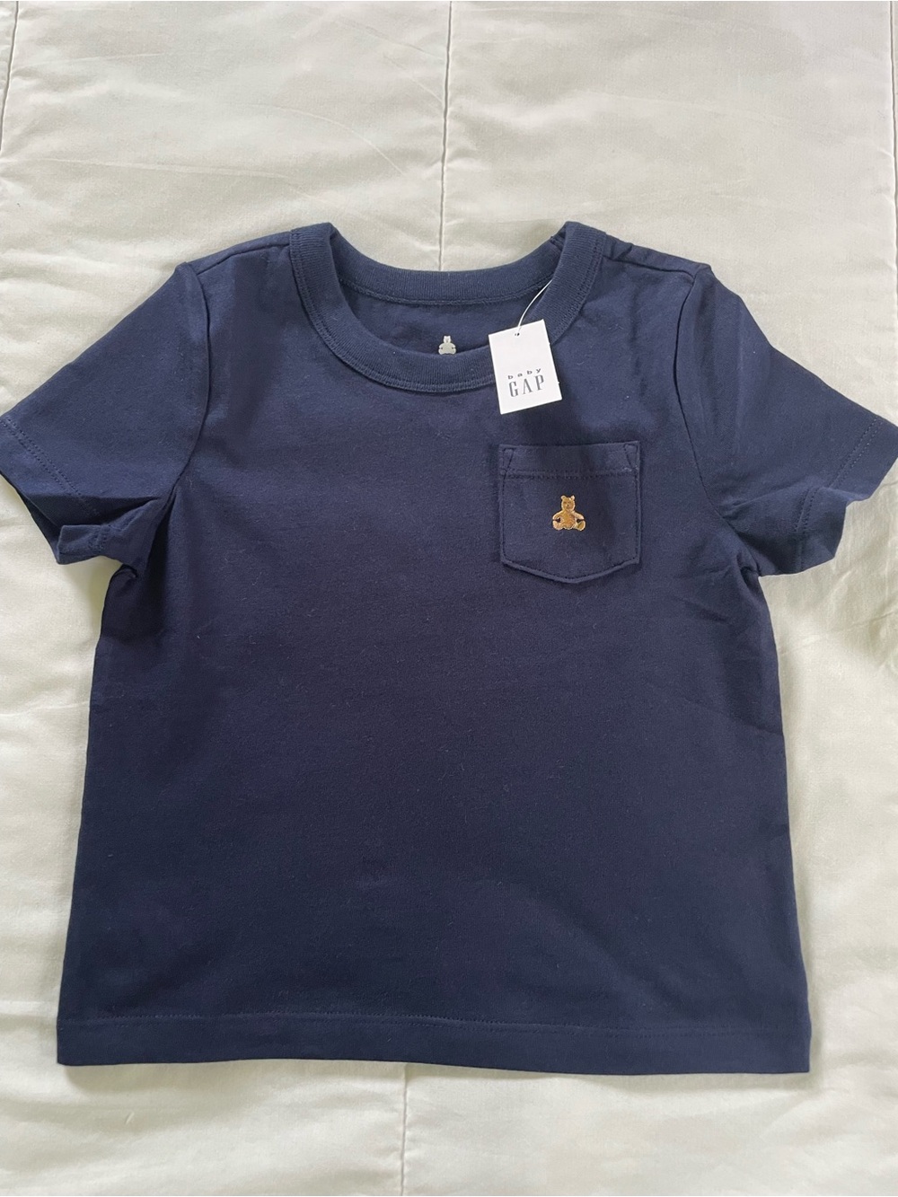 Baby GAP Navy Short-Sleeve Pocket Tee with Bear Patch